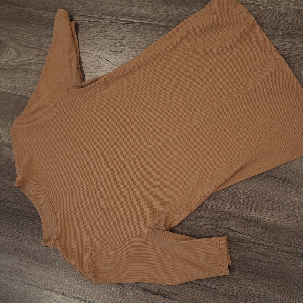 Simple Women's Long Sleeve Top in Tan